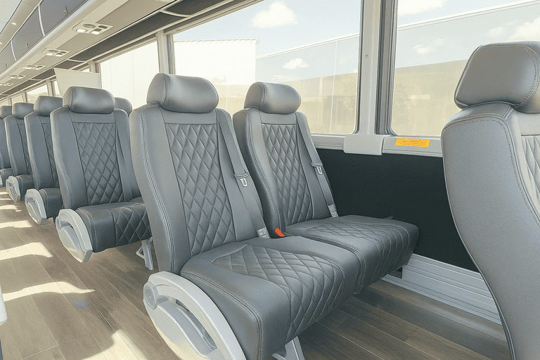 interior of Suffolk Minibus Company charter bus